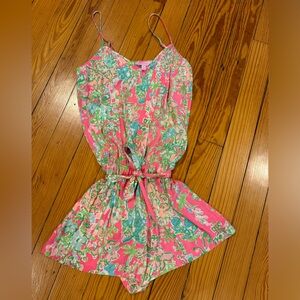 Lilly Pulitzer romper.  Pink. Green. Medium